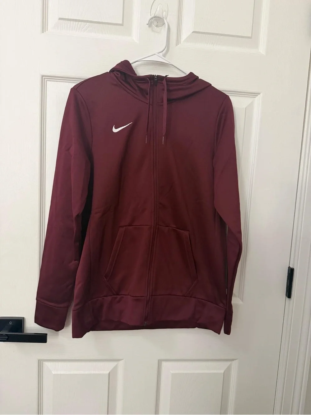 Nike Womens Dri Fit Maroon Red Full Zip Jacket Hoodie Size M Burgundy Athletic